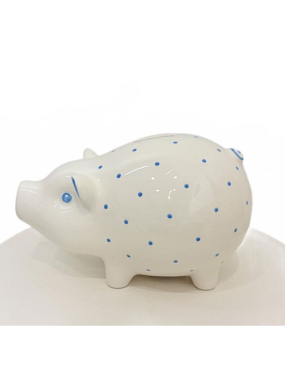 Tiffany & Co Earthenware Dot Piggy Bank White Blue Polka Dots Ceramic - Picture 3 of 6